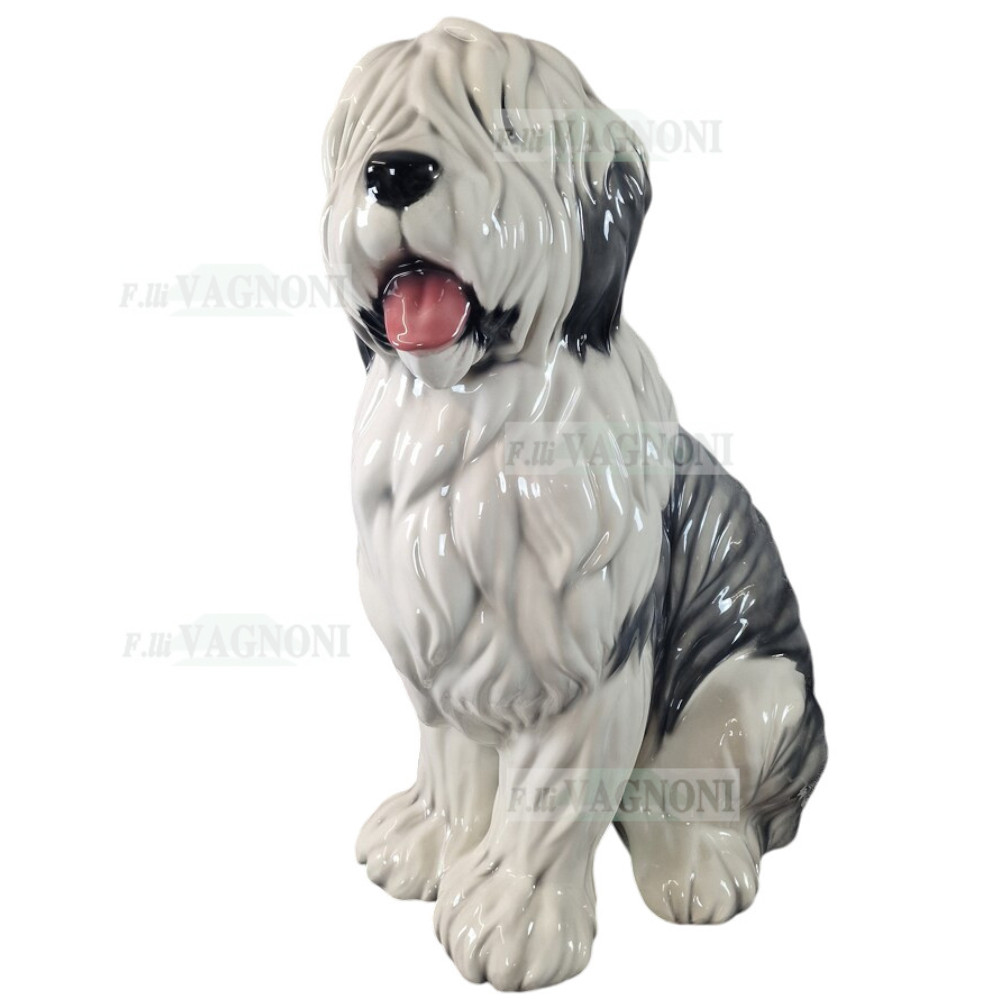 STATUA CANE BOBTAIL IN CERAMICA CM. 78 -ANIMALI- STATUA CANE BOBTAIL IN CERAMICA CM. 78 -ANIMALI-